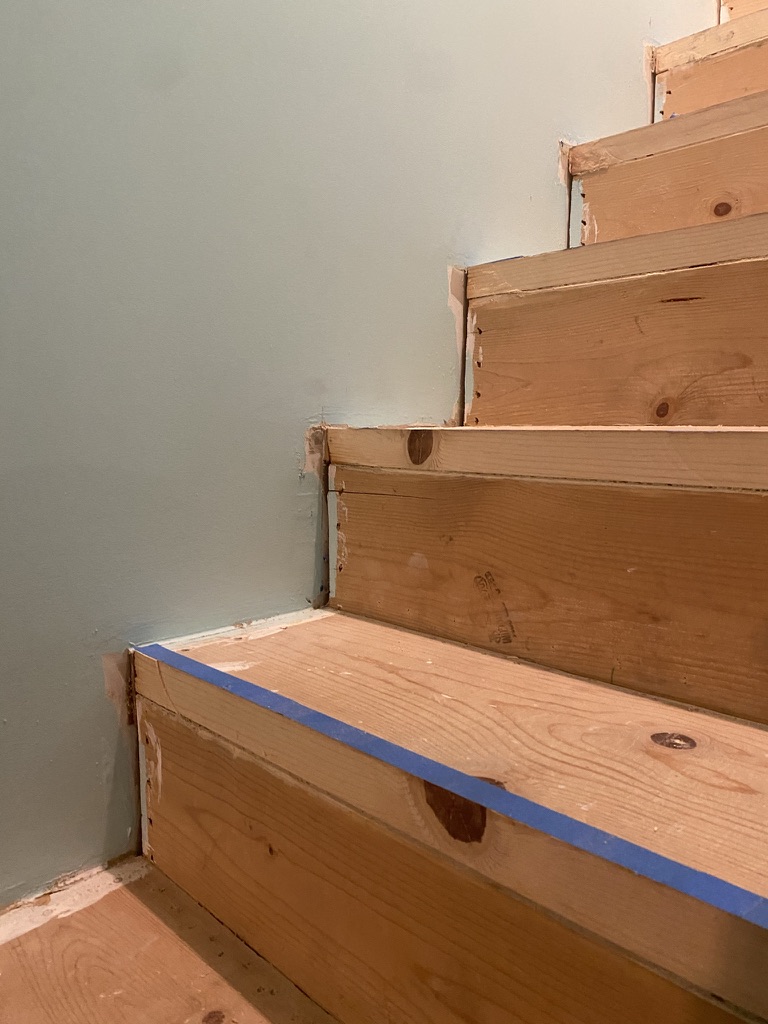 I didn't have to worry too much about the imperfections since we were covering the stairs with retreads and plywood risers. 